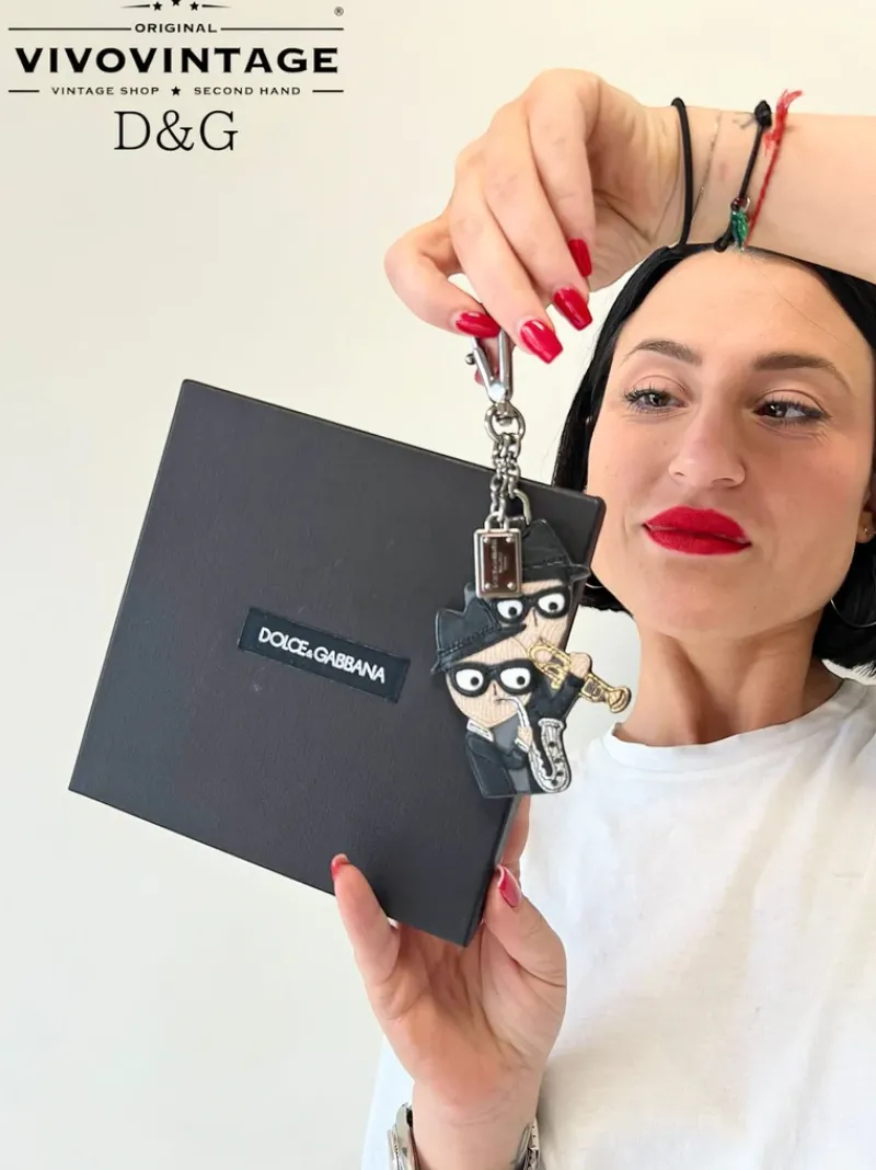 Portachiavi E Charm Per Borse>Dolce u0026 Gabbana Portachiavi Black Leather Family Dolce&Gabbana