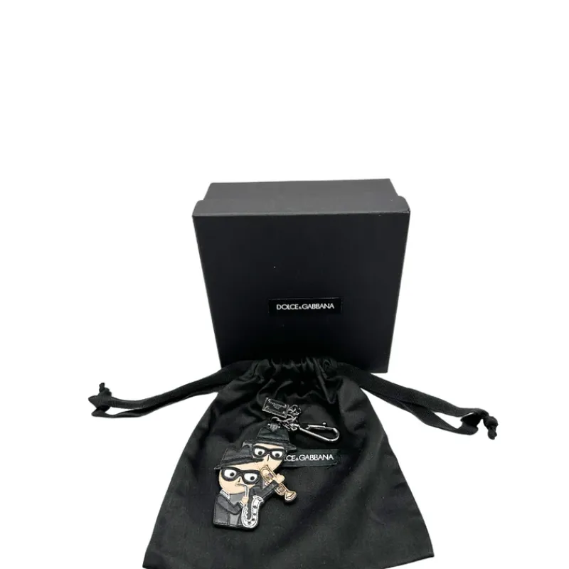 Portachiavi E Charm Per Borse>Dolce u0026 Gabbana Portachiavi Black Leather Family Dolce&Gabbana