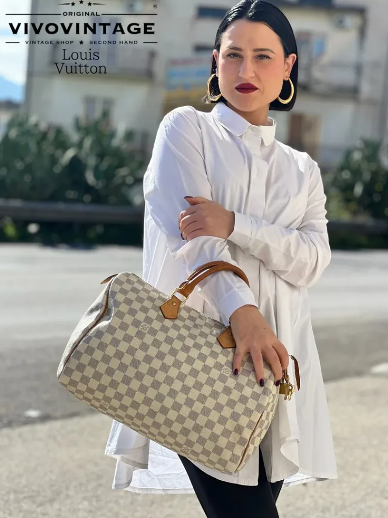Bauletti|Borse A Mano>Louis Vuitton Speedy 35 Damier Azur personalizzato LV