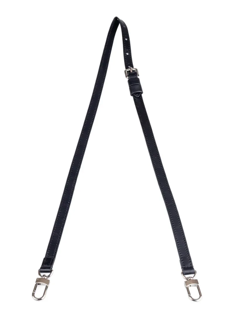 Tracolla Per Borsa|Borse A Tracolla>Made in Italy Tracolla amovibile in pelle nera con hardware argentato